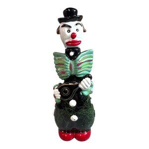 Vintage Tilso Japan Hand-Painted Ceramic Clown Sake Decanter Bottle Cork Stopper